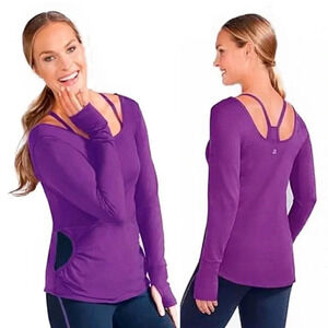 AMOENA Magenta Scoop Neck Activewear Top Size S
